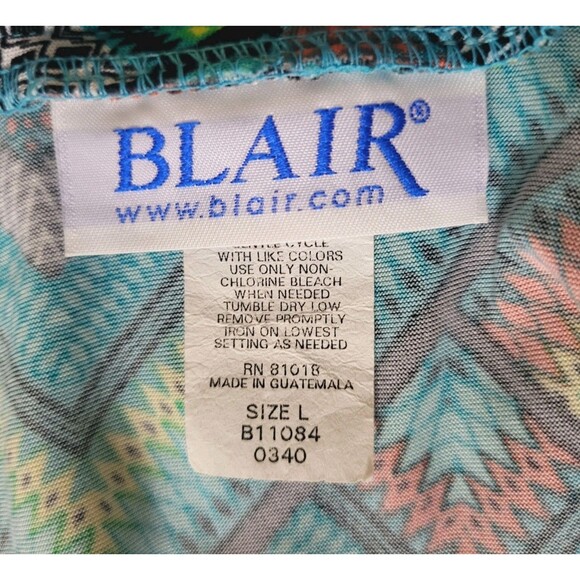 Blair Womens Artsy Multicolor Fluid Knit Open Front Shawl Collar Cardigan 3/4 L - Picture 3 of 7